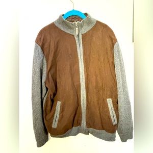 Tasso Elba Faux Suede & Knit Jacket Quilted Lined MSRP $130 Medium Worn 1x